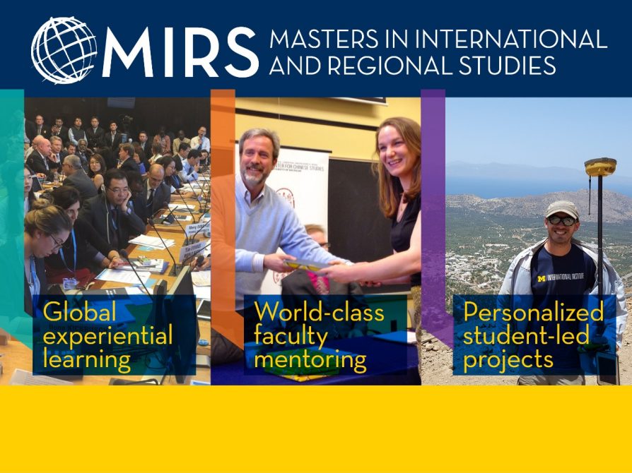 MIRS recruitment banner: The Masters in International and Regional Studies (MIRS Japanese Studies specialization is designed for students interested in understanding the peoples, cultures, and languages of Japan. The program prepares students for onward graduate education, as well as placement into jobs in the private, government, or non-profit sectors. Visit https://ii.umich.edu/cjs/graduate-students/MIRS-japanese-studies.html for more info and to apply.