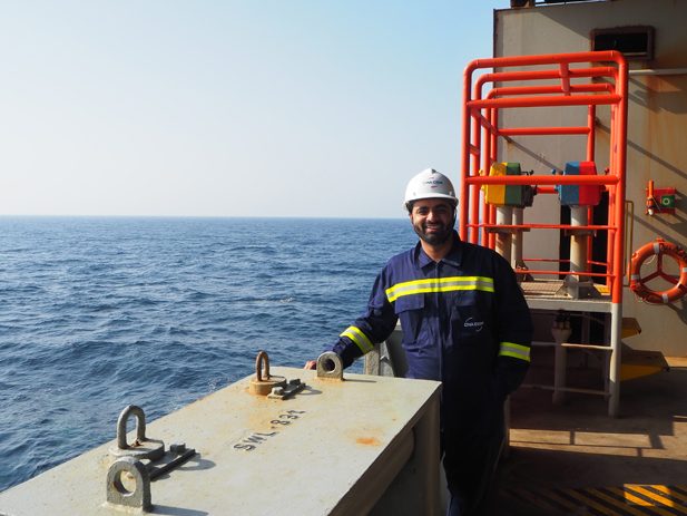 Jatin Dua onboard a cargo ship sailing through the Red Sea, December 2018