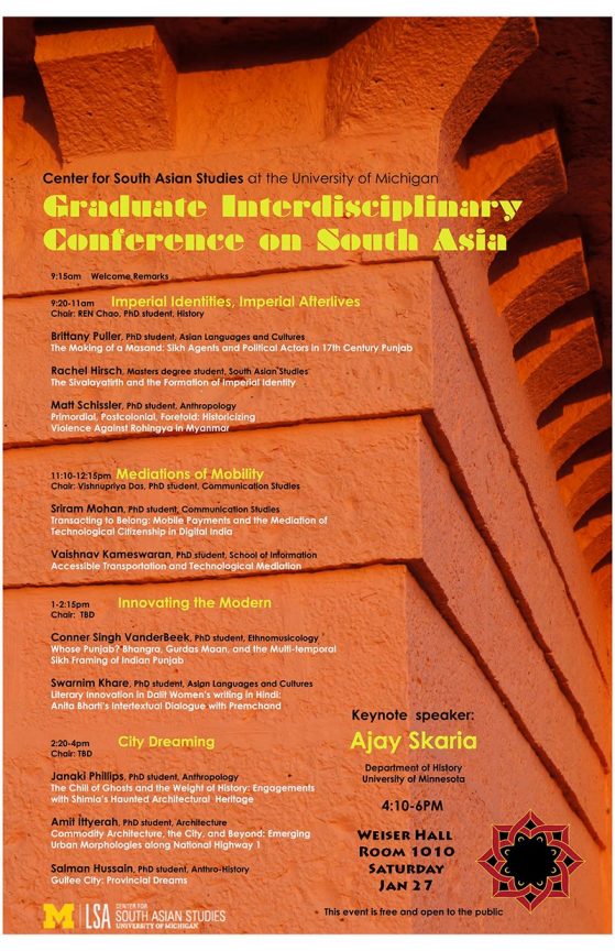 Graduate Interdisciplinary Conference on South Asia | January 2018